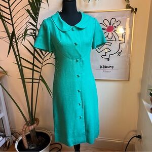 Vintage Saks Fifth Button Green Dress